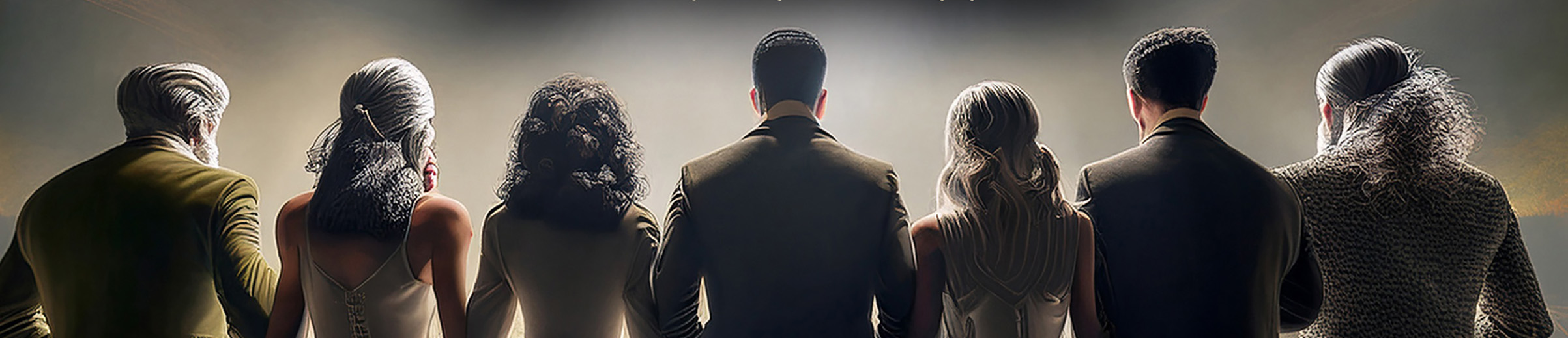 The Halftellers on stage seen from the back